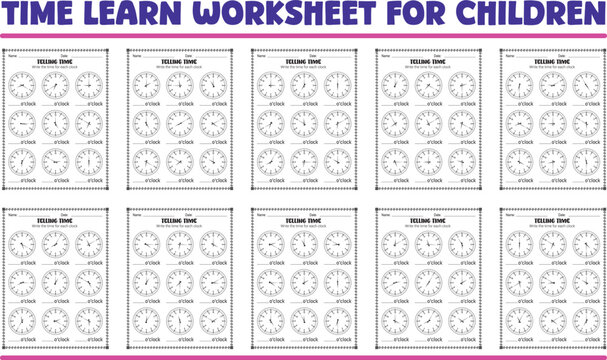 Telling time worksheets for children practice