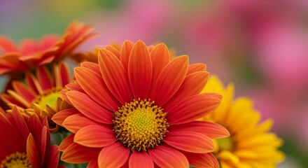 Vibrant Orange Flowers Close Up - A close-up shot of bright orange flowers with a blurred background, perfect for spring or summer themes