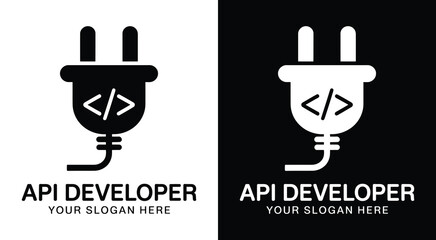 Modern plug and node logo for API developers representing clean connectivity and efficient system integration solutions
