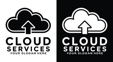 Fototapeta premium Modern cloud and arrow logo symbolizing data transfer and storage solutions perfect for cloud service providers and IT companies