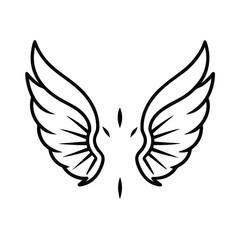 Outline Angel Wings Vector Illustration Decorative Ornament Graphic Design Element Suitable For Logos Prints And Creative Projects On White Background