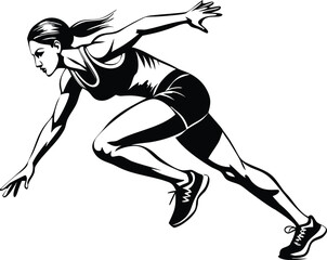 Woman Sprinter Running Fast Athletic Competition