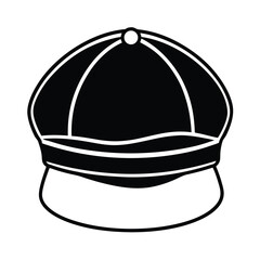 Minimalist Black And White Illustration Of A Jockey Cap Design Template For Graphic Use In Projects