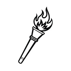 Black And White Vector Illustration Of A Burning Torch For Symbolizing Hope And Illumination Graphic Design Element
