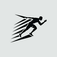 Fast Running Man Silhouette Speed Motion Graphic