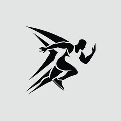 Dynamic Silhouette of a Sprinter Running Fast