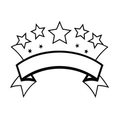 Fototapeta premium Vector Graphic Featuring Stars And Ribbon Banner Perfect For Adding Text To Designs Or Illustrations In Black And White