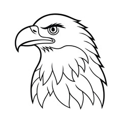 Eagle Head Vector Illustration In Black Outline Style Depicting American Symbol Of Freedom And Power