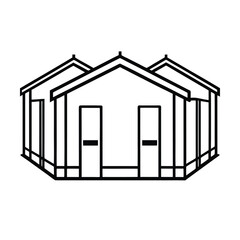 Abstract Minimalist Home Design Illustration Of Houses Buildings With Doors And Windows In Simple Black Outline Style
