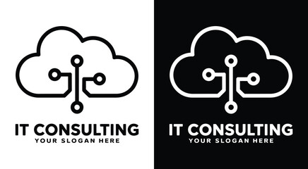 Modern circuit and cloud logo design for IT consultants tech firms and software companies professional scalable branding for digital solutions