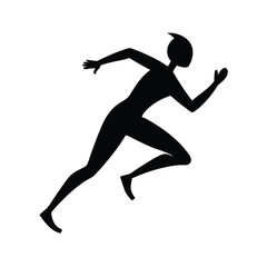 Black Silhouette Dynamic Sprint Pose on White Background