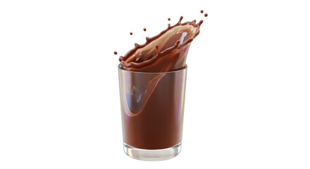 Isolated Chocolate Milk Splash in a Glass