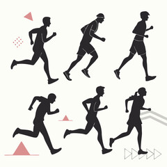 Silhouettes of Diverse Runners in Motion