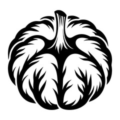 Abstract representation of a vegetable with leaflike shapes in black and white