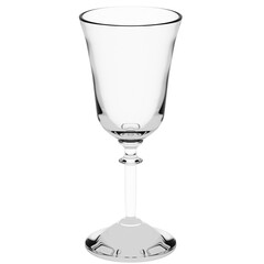 3d render clear glass wine goblet elegant with transparent background