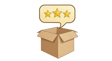 Obraz premium Isolated Cardboard Box Star Rating Customer Feedback