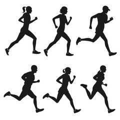 Six Silhouettes of Runners in Motion