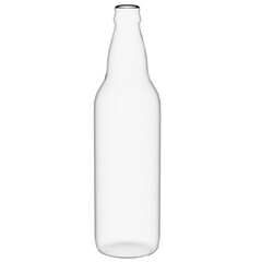 3d render empty glass bottle clear container with transparent background