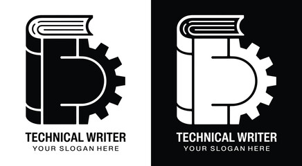Precision manual gear logo for technical writers representing clear instructional content and complex documentation solutions