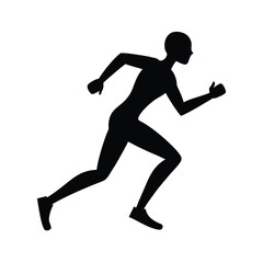 Black Silhouette Fitness Runner Training on White