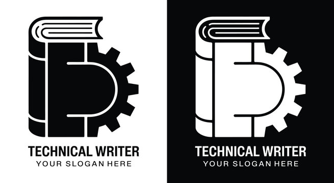 Precision manual gear logo for technical writers representing clear instructional content and complex documentation solutions