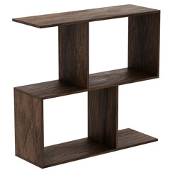3d render dark wood double shelf modern with transparent background