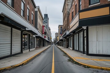 Retail Street Visuals Show Storefront Closures and Empty Buildings During Economic Downturn
