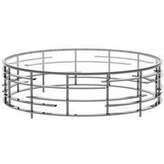 3d render modern round glass table with transparent background