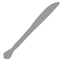 3d render silver butter knife with transparent background