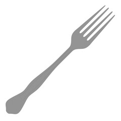 3d render metal dinner fork utensil with transparent background