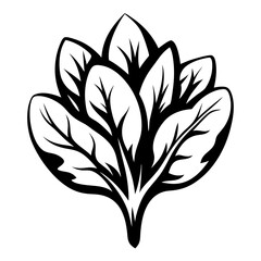 Stylized vector illustration of leaves clustered together in a black and white theme