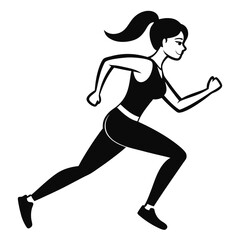 Silhouette of a Woman Jogging Fitness Exercise