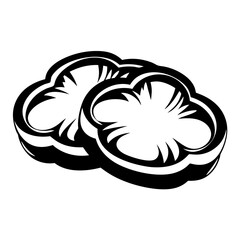 Two pepper slices depicted in a stark black and white illustration