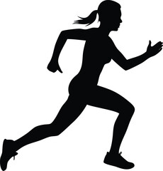 Silhouette of a Woman Running Dynamically