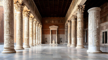 Fototapeta premium Ancient Roman Basilica Interior With Columns
