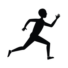 Black Silhouette Runner Finishing Line Pose on White