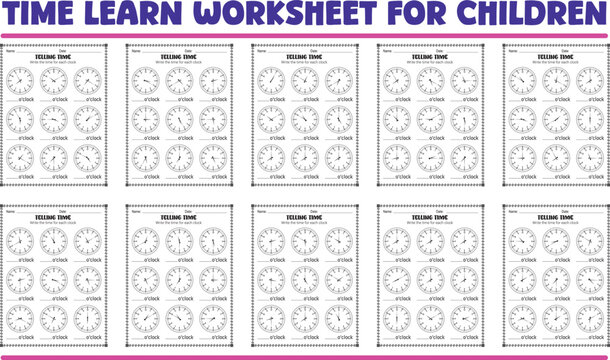 Telling time worksheets for children practice