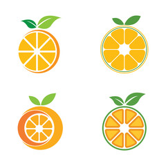 Fresh Orange Fruit, Slice of Lemon Lime Grapefruit icon vector illustration template design