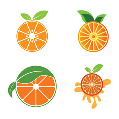 Fresh Orange Fruit, Slice of Lemon Lime Grapefruit icon vector illustration template design