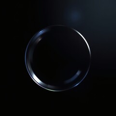 Isolated Round Glass Object with Abstract Lighting on Dark Backdrop