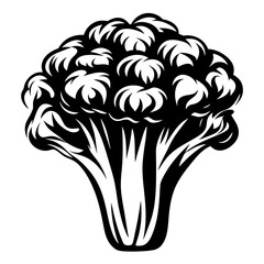 Monochrome Vector Illustration of a Broccoli Floret for Culinary Art