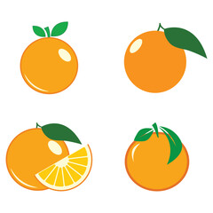 Fresh Orange Fruit, Slice of Lemon Lime Grapefruit icon vector illustration template design