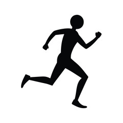 Black Silhouette Sportswear Runner Pose on White Background
