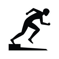 Black Silhouette Running Start Block Pose on White