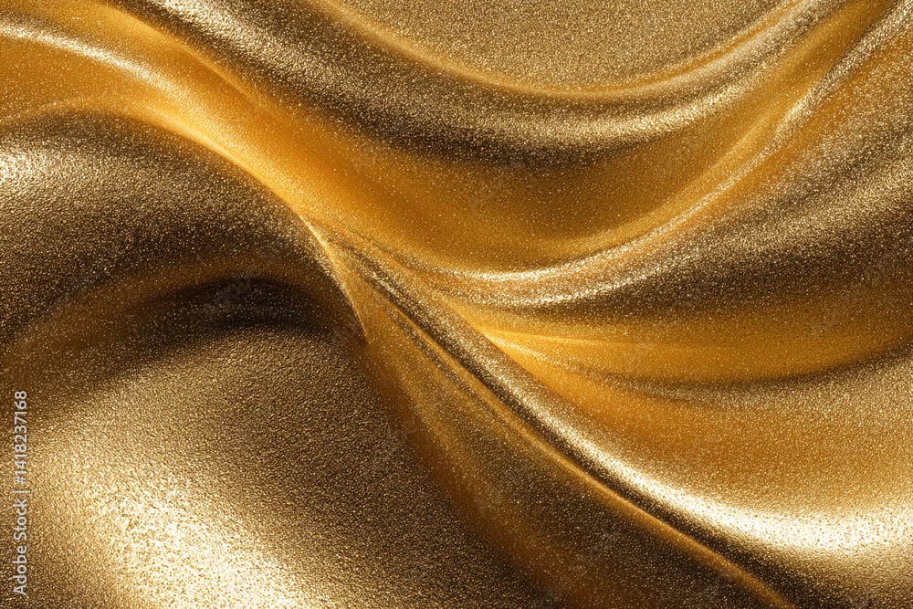 Poster golden fabric texture with soft folds and subtle shimmer, suggesting luxury, elegance, and sophistic