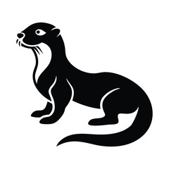 Cute Otter Vector Art – Minimalist White Background Illustration