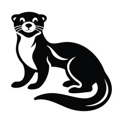 Cute Otter Vector Art – Minimalist White Background Illustration