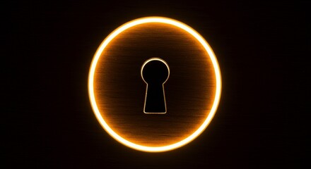Illuminated Keyhole Mystery - A glowing orange circle surrounds a dark keyhole against a black background, creating a mysterious and intriguing