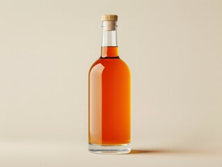 Clear Glass Bottle with Amber Liquid and Cork Stopper