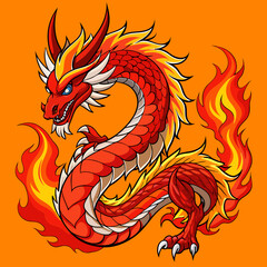 red dragon on white background